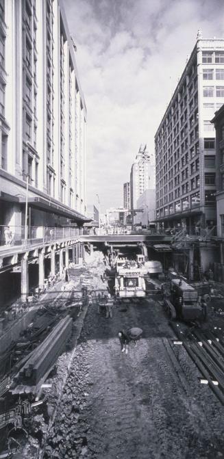 Bus Tunnel construction, Pine St., Feb. 1988 (88-2.16-4n18)