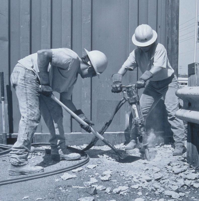 Marcus and Peg Breaking Ground for Utility Pole, 4th Avenue S. and S. Horton Street, Seattle