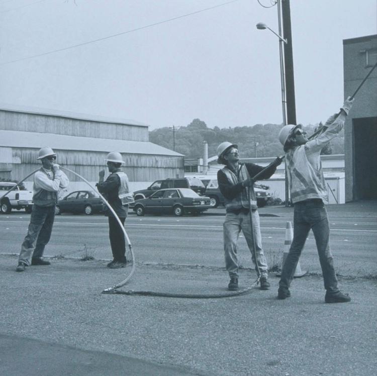 John, Cal, Brian and Dave Running Line, 6th Avenue S., Seattle