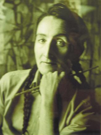 Portrait of Margaret Tompkins (Head portrait with brush in hand)