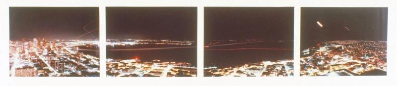 Downtown, West Seattle, Elliott Bay and the Moon and Venus over Magnolia,  9 P.M. To 1 A.M., June, 1980