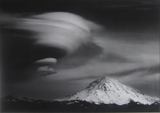 Mount Rainier, Lenticular Cloud (Black and White)