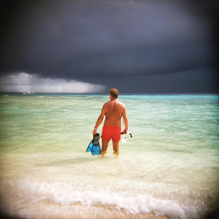 Snorkeler in Red Bathing Suit